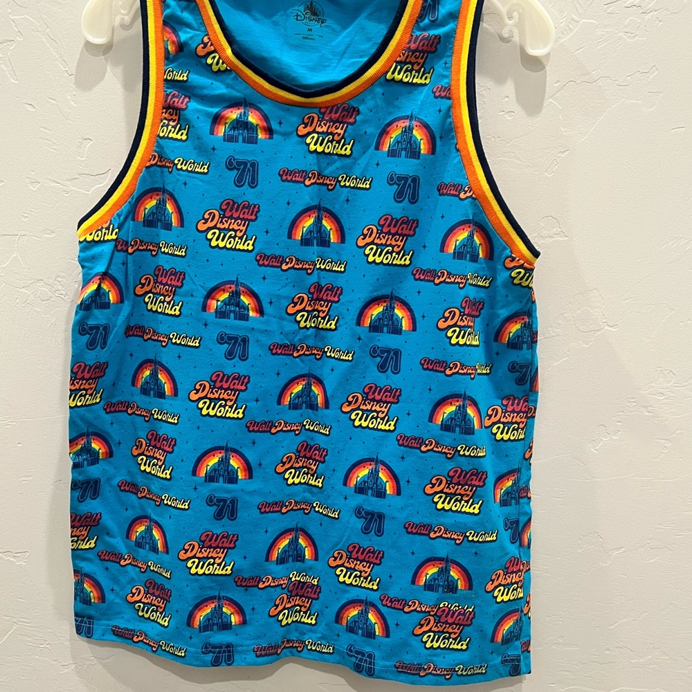Walt Disney World Shirt Medium Retro Rainbow Graphic Ringer Tank Top LGBTQ